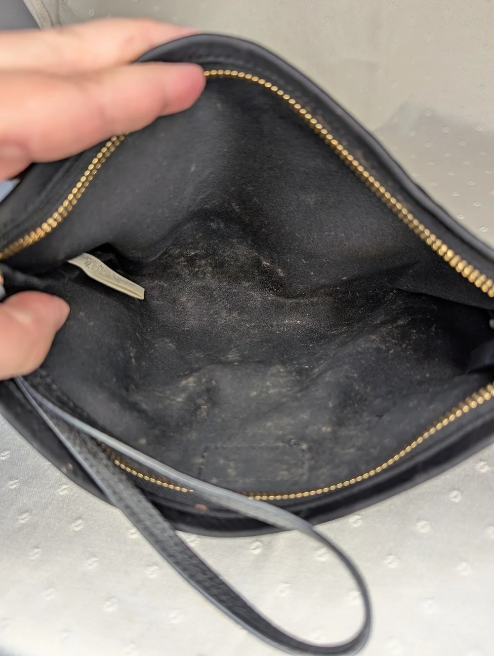 Kate Spade New York On Purpose Black Nylon Bow Wristlet Clutch Leather Trim